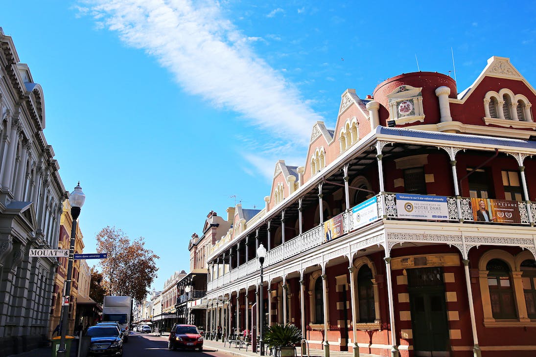 Streetscape of Fremantle on a sunny day